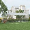 20' x8' Dog Kennel Outdoor for All Breed Dogs with Waterproof UV Resistant Roof, Silver